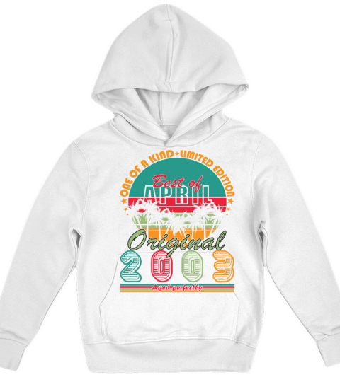 20th birthday April vintage 2003 vintage Kids Hoodie