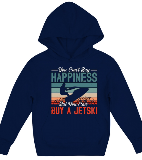Jet Skiing You Cant Buy Happiness Retro Jetskis Kids Hoodie