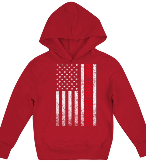 Loved Grandma - Grandmother Vintage American Flag Kids Hoodie