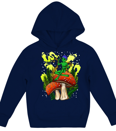 Psycadellic Magic Mushroom Alien LSD Acid Trip Kids Hoodie