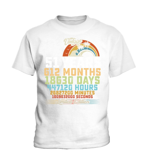 51st Birthday 51 Years Hours Month Vintage Kids T-Shirt