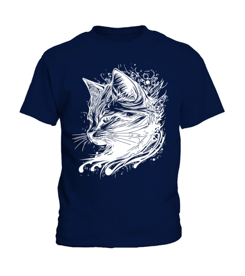 Little Cute Cat In Nature Splash Tattoo Style Kids T-Shirt