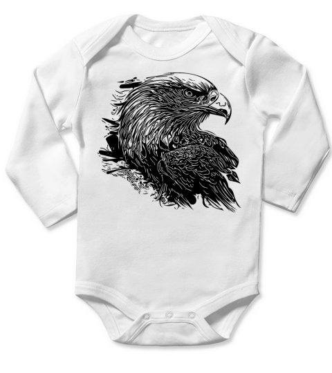 Elegant Eagle In Ink Vintage Tattoo Style Long Sleeve Baby One-Piece