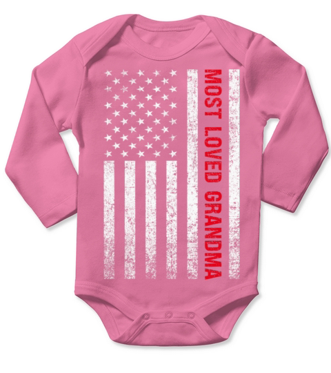 Loved Grandma - Grandmother Vintage American Flag Long Sleeve Baby One-Piece