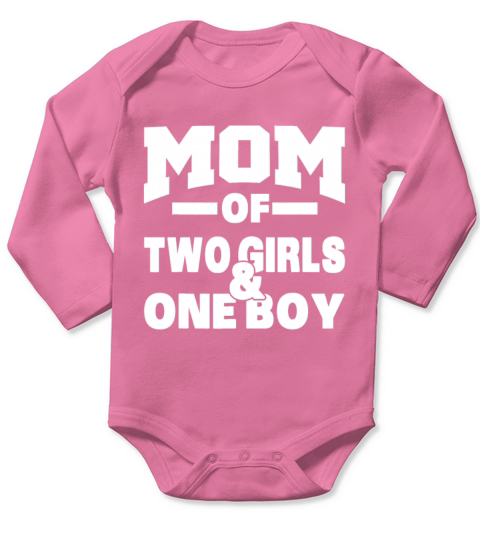 Mom of Two Girls and One Boy Mothers Day Giftcub Long Sleeve Baby One-Piece