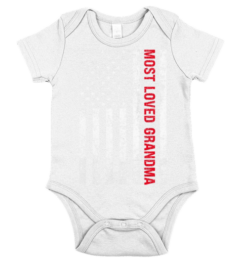 Loved Grandma - Grandmother Vintage American Flag Short Sleeve Baby One-Piece