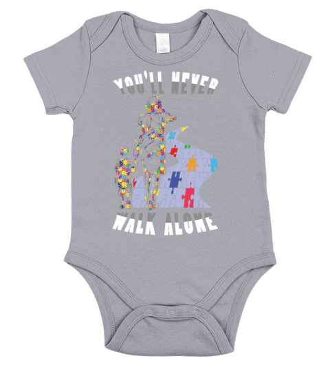 Never Walk Alone Colorful Puzzle Autism Awareness Short Sleeve Baby One-Piece