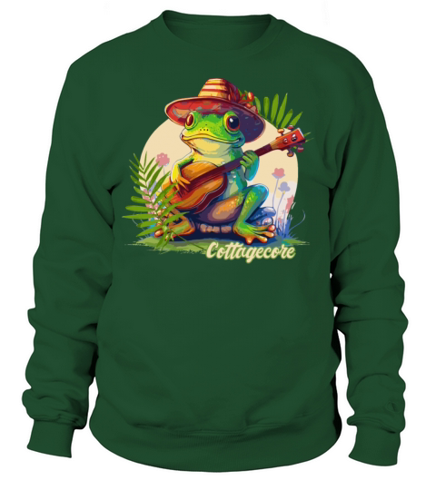 Cottagecore Aesthetic Countryside Banjoist Frog Go Sweatshirt Unisex