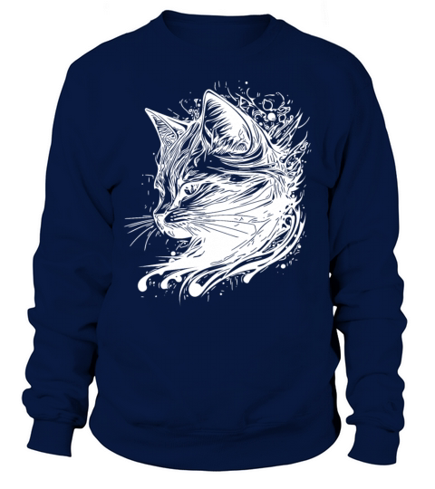 Little Cute Cat In Nature Splash Tattoo Style Sweatshirt Unisex