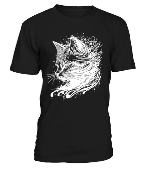 Little Cute Cat In Nature Splash Tattoo Style T-Shirt Unisex