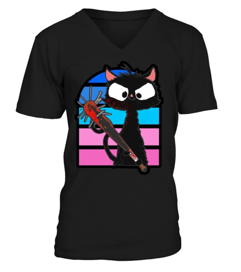 Halloween Retro Cat Vintage Cat V-Neck T-shirt