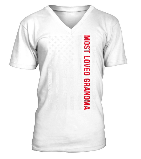 Loved Grandma - Grandmother Vintage American Flag V-Neck T-shirt