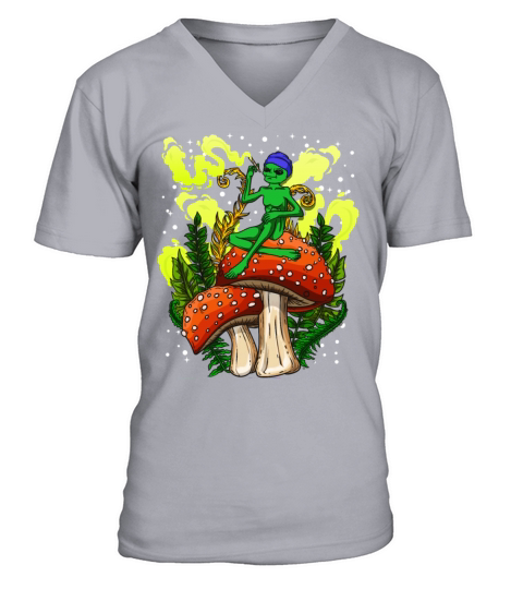 Psycadellic Magic Mushroom Alien LSD Acid Trip V-Neck T-shirt