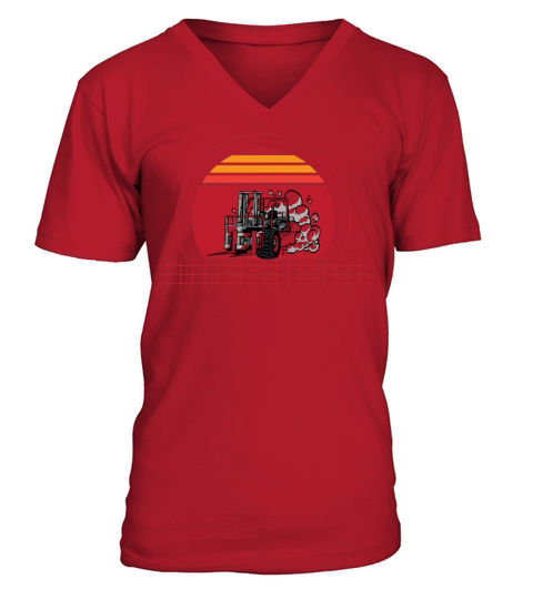 Retro Forklift Operator V-Neck T-shirt