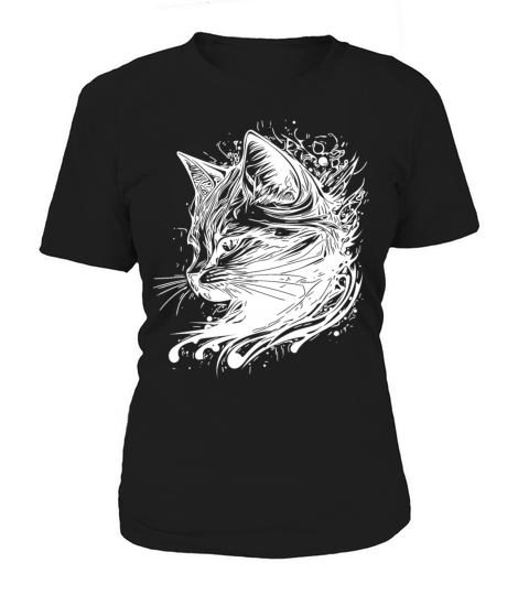 Little Cute Cat In Nature Splash Tattoo Style Women's T-Shirt