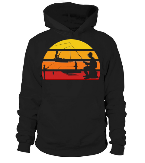 Vintage sunset fishing boat angler Hoodie Unisex