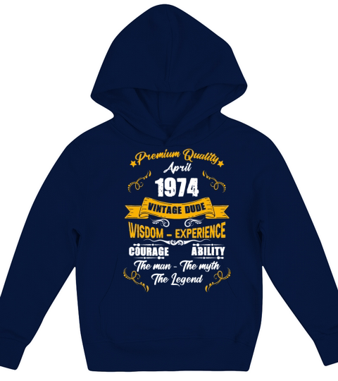 April 1974 Vintage Birthday Present Kids Hoodie