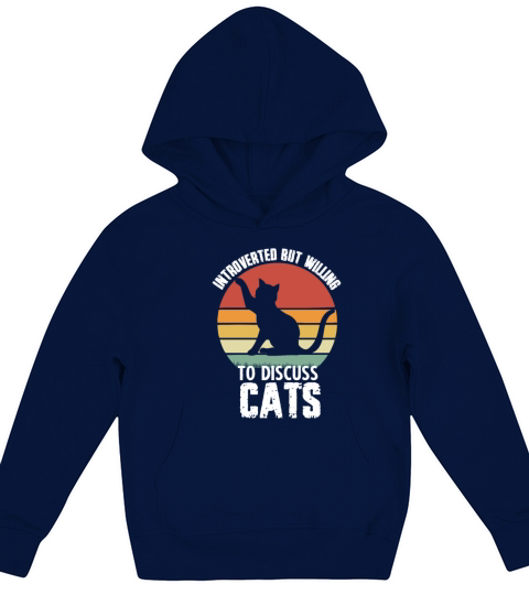 Introverted But Willing To Discuss Cats Funny Kids Hoodie