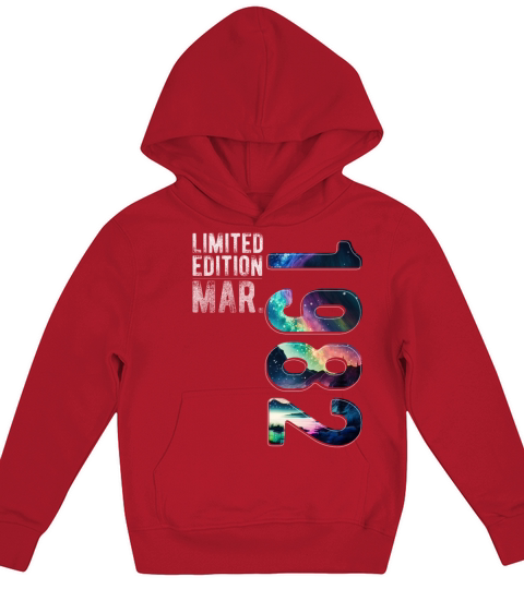 Limited Edition 1982 March Birthday Polar Lights Kids Hoodie