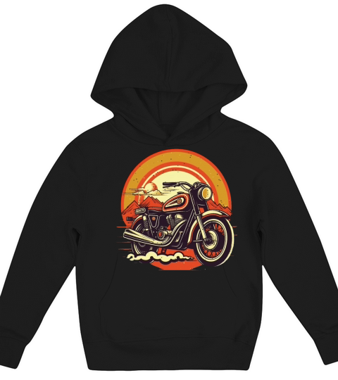 Motorcycle Design with Bold Colors Kids Hoodie