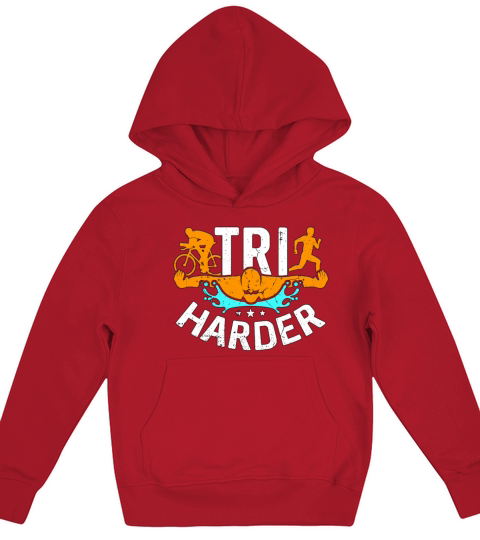 Triathlon Tri Harder Swimmer Competition Training Kids Hoodie