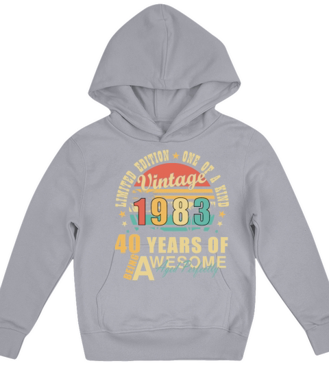 Vintage 40 Years 1983 40 Years Awesome Kids Hoodie