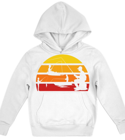 Vintage sunset fishing boat angler Kids Hoodie