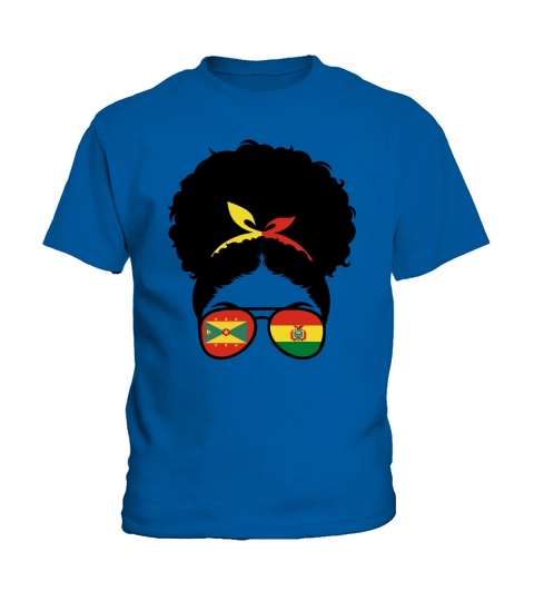 Grenada and Bolivia Mix Afro Bun Half Bolivian Grenadian Kids T-Shirt
