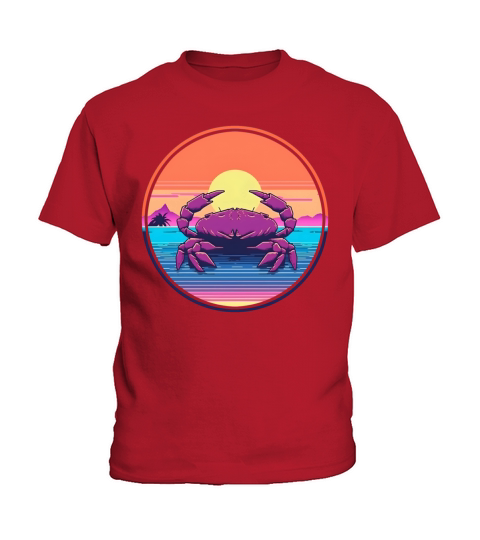 Vintage 80s 90s Style for Crab Lovers Kids T-Shirt