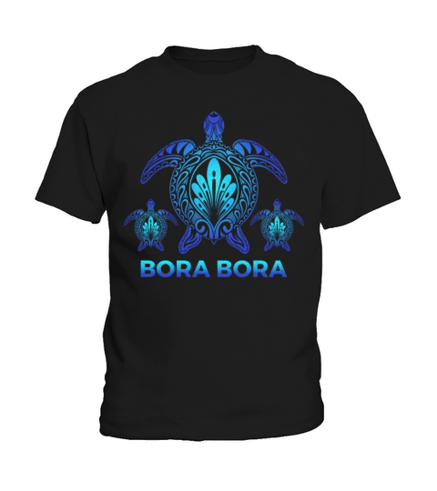 Vintage Bora Bora Ocean Blue Sea Turtle Souvenirs Kids T-Shirt