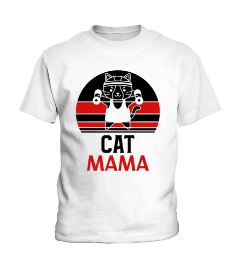 Vintage Retro Sunset Cat Mom Shirt Eighties Cat Kids T-Shirt