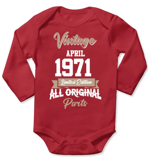 April 1971 Vintage Birthday Present Long Sleeve Baby One-Piece