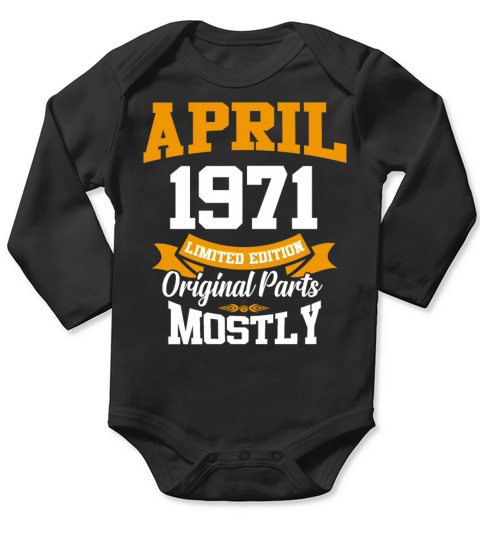 April 1971 Vintage Birthday Present Long Sleeve Baby One-Piece
