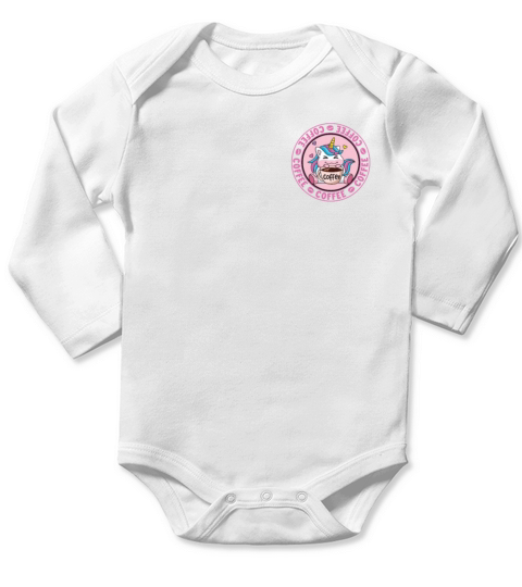Coffee Unicorn Logo Emblem Barista Queen Latte Long Sleeve Baby One-Piece