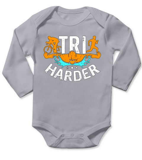 Triathlon Tri Harder Swimmer Competition Training Long Sleeve Baby One-Piece