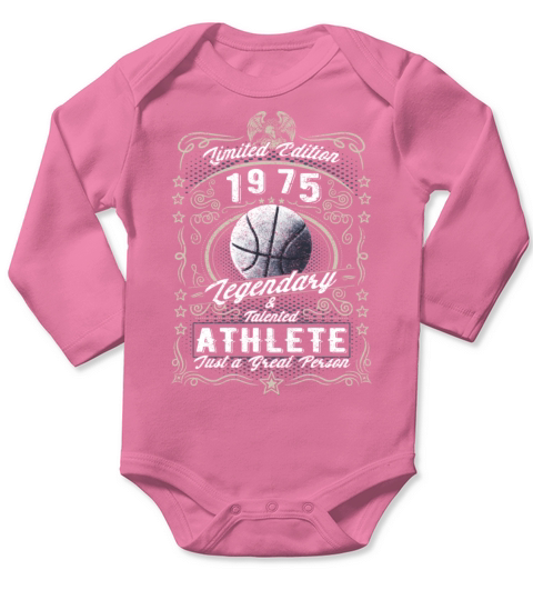 Vintage 1975 Basketball Birthday Gift Sport Hobby Long Sleeve Baby One-Piece