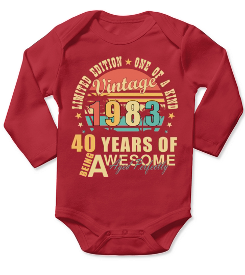 Vintage 40 Years 1983 40 Years Awesome Long Sleeve Baby One-Piece