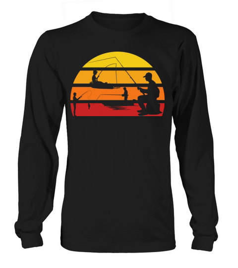Vintage sunset fishing boat angler Long sleeved Unisex