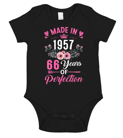 66 Birthday Decorations Women Female 66Th 1957 Birthday Short Sleeve Baby One-Piece