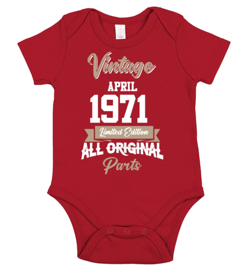 April 1971 Vintage Birthday Present Short Sleeve Baby One-Piece