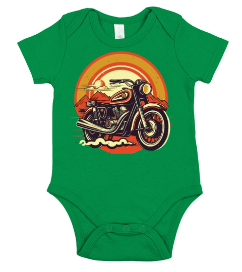 Motorcycle Design with Bold Colors Short Sleeve Baby One-Piece