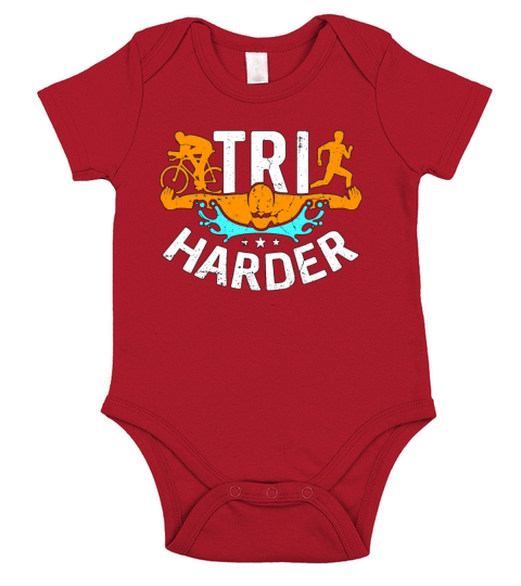 Triathlon Tri Harder Swimmer Competition Training Short Sleeve Baby One-Piece