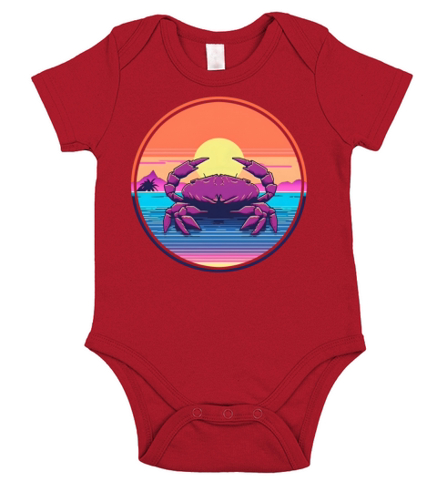 Vintage 80s 90s Style for Crab Lovers Short Sleeve Baby One-Piece