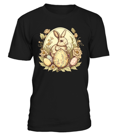 Easter Bunny Floral Vintage Egg Hunting Rabbit T-Shirt Unisex