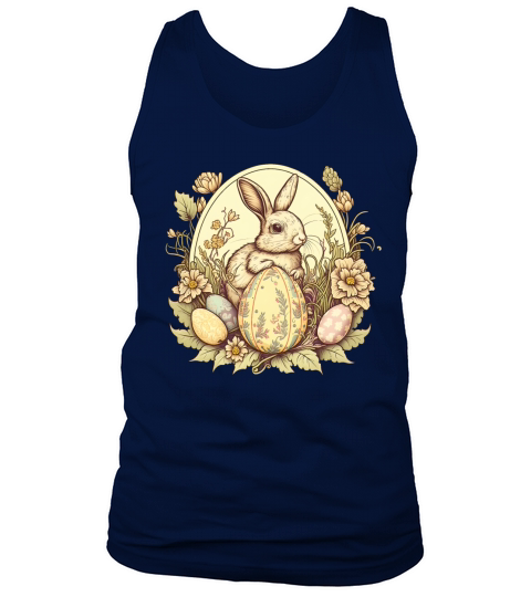Easter Bunny Floral Vintage Egg Hunting Rabbit Tank Top Unisex