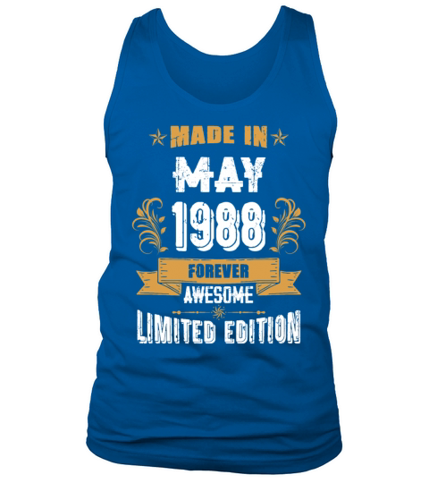 May 1988 Vintage Birthday Present Tank Top Unisex