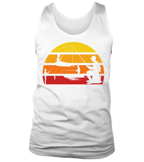 Vintage sunset fishing boat angler Tank Top Unisex