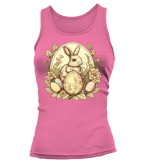 Easter Bunny Floral Vintage Egg Hunting Rabbit Tank top Woman