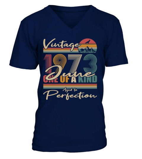 50th birthday june 1973 vintage 1973 V-Neck T-shirt