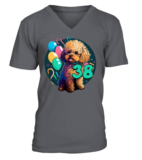 Cavapoo Dog 38th Birthday Themed Party 38 Year Old V-Neck T-shirt